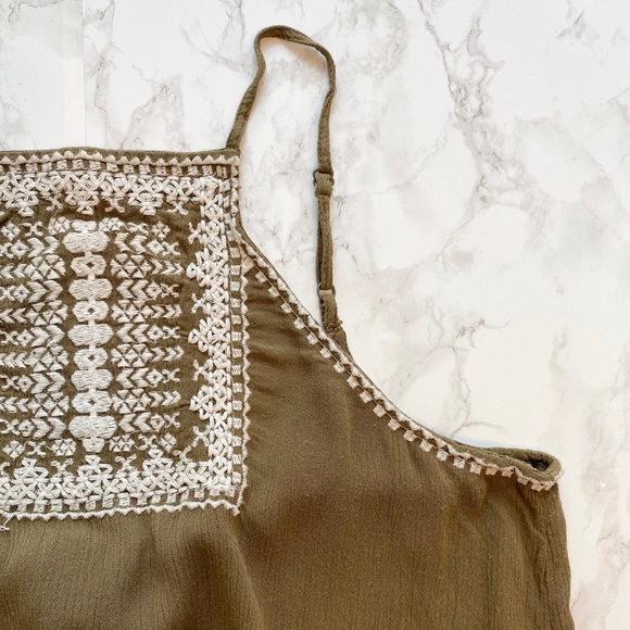 UO Ecote Bali Embroidered Tank Green Size S - Picture 4 of 8